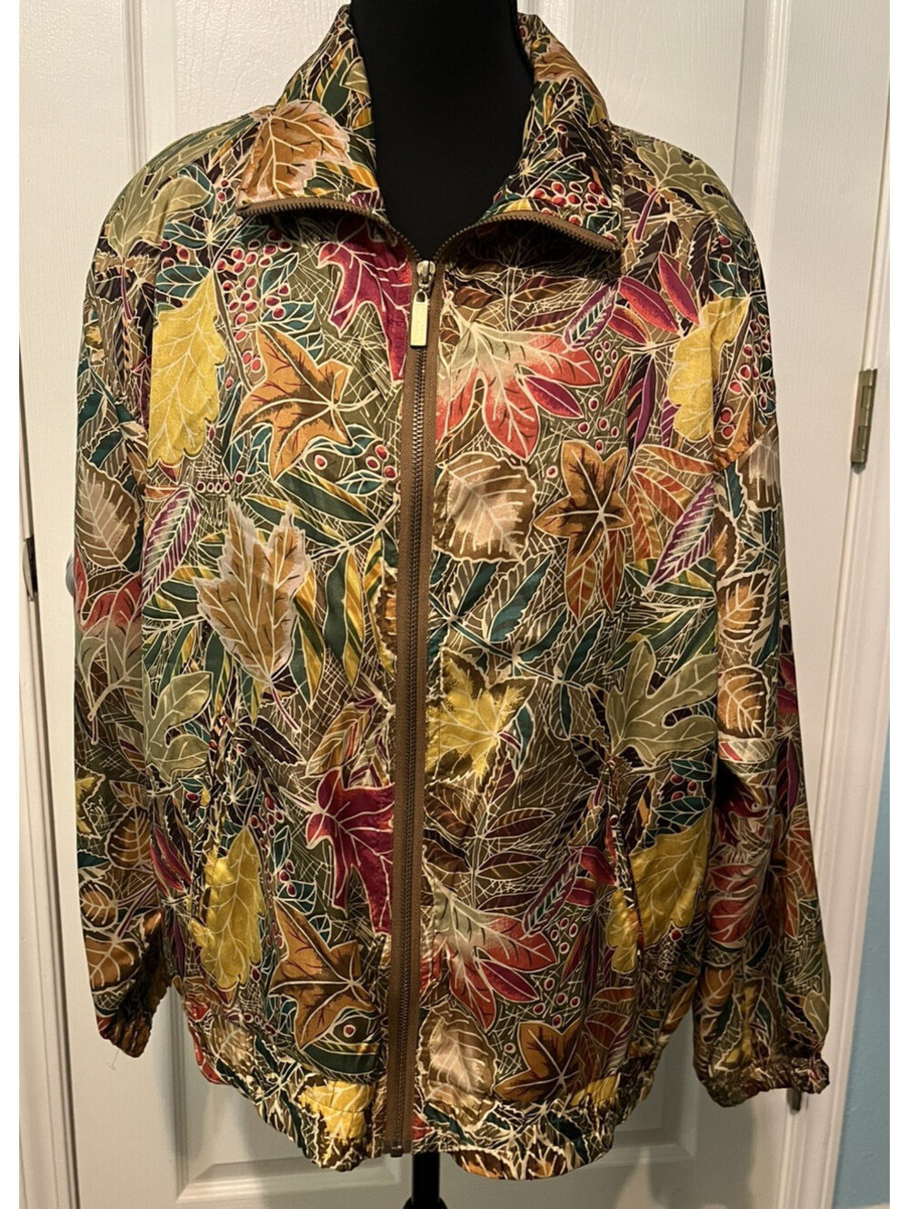 Out Brook Vintage Sik Blend Fall Leaf Lightweight Jacket Small Womens